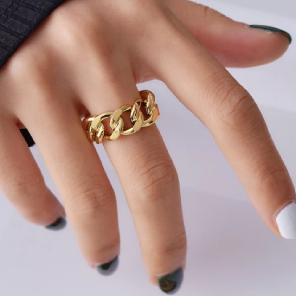 ⛓Minimalist ring gold plated chain ring - Picture 2 of 6